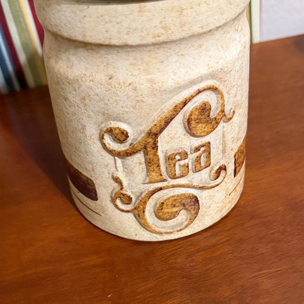 1970s Pottery Craft Treasure Stoneware Vintage Ceramic Tea Canister